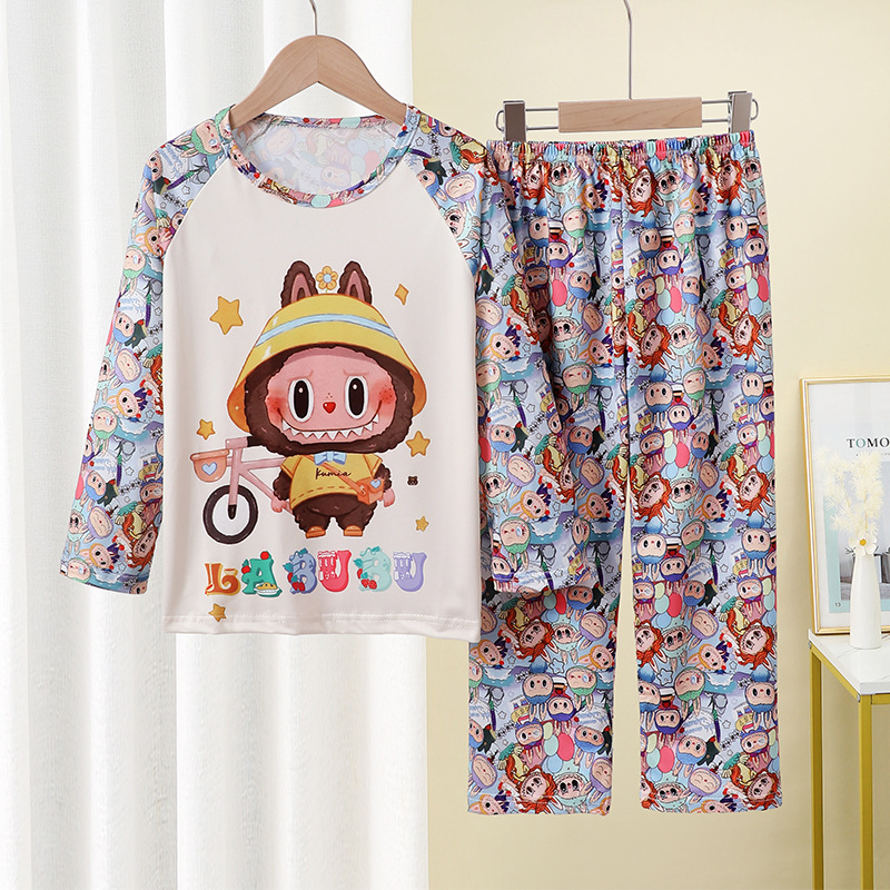 Children's pajamas long sleeves spring and autumn children's pajamas long sleeves cartoon children's babies middle aged children's boys home clothes suits