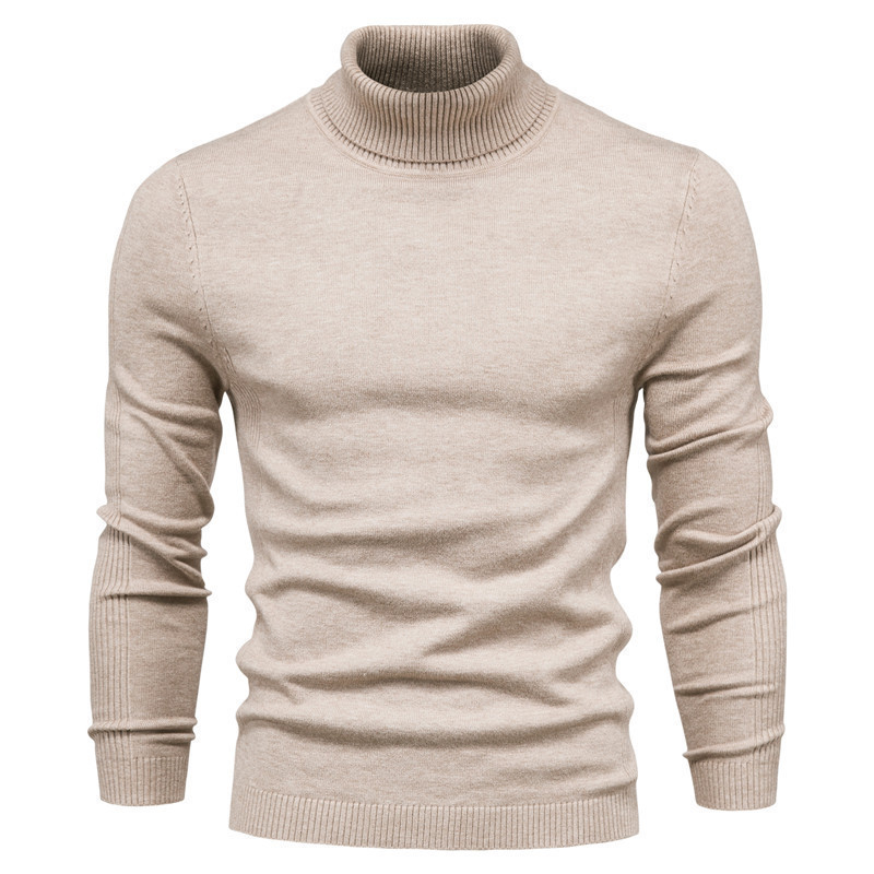 Reversible High-Neck Sweater, Autumn/Winter Solid Color Casual Base Layer, Japanese-Style Trendy Simple Handsome Pullover Knitwear