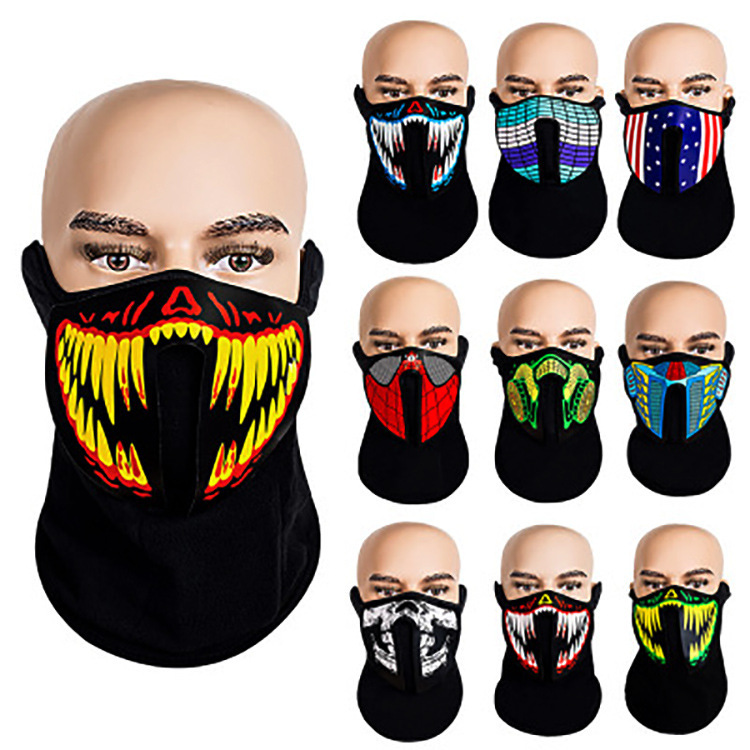 Sound-controlled glowing DJ masks riding fence masks cold light masks glowing masks Halloween masks weird masks