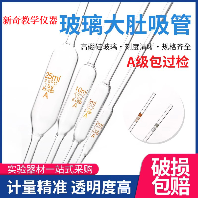 Class A bulb pipettes: 2 ml, 3 ml, 5 ml, 10 ml, 15 ml—single‑mark pipettes, glass pipettes, transfer pipettes.