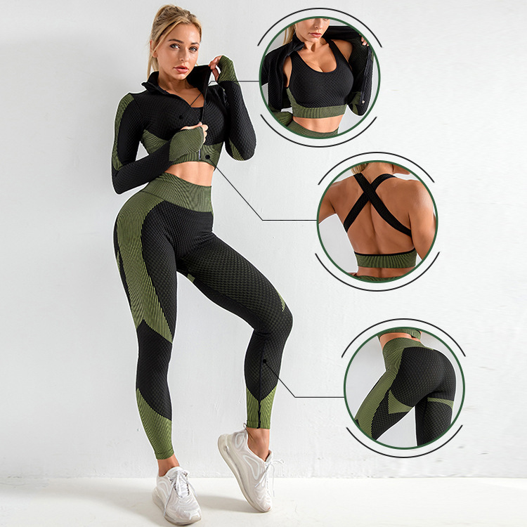 Amazon high-waisted, long nylon fitness and running sports bra with zipper, sweat-inducing fitness suit, long-sleeve yoga suit for women