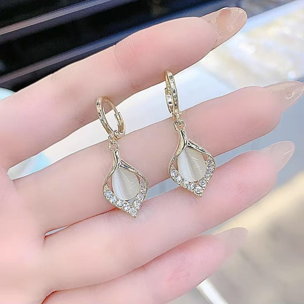 Angel's eyes light luxury earrings new fashion design earrings trendy red fashion cat's eyes stone earrings girl