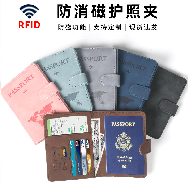 PU magnetic knob RFID multifunctional SIM card holder Card holders Map holders Passport holders Airline tickets Holders of cards from abroad Packs of receipts