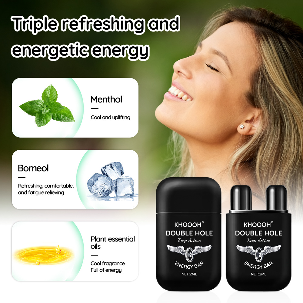 Cross-border dual‑hole nasal inhaler, mint cooling oil nasal inhaler, customizable with printed logos, energizing and wake‑up stick for fatigue.