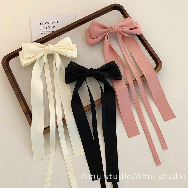 Sweet girly butterfly-knot ribbon hair clip, Japanese/Korean style, simple and versatile with a high-end feel—back-of-head hair clip, internet-famous hair accessory.