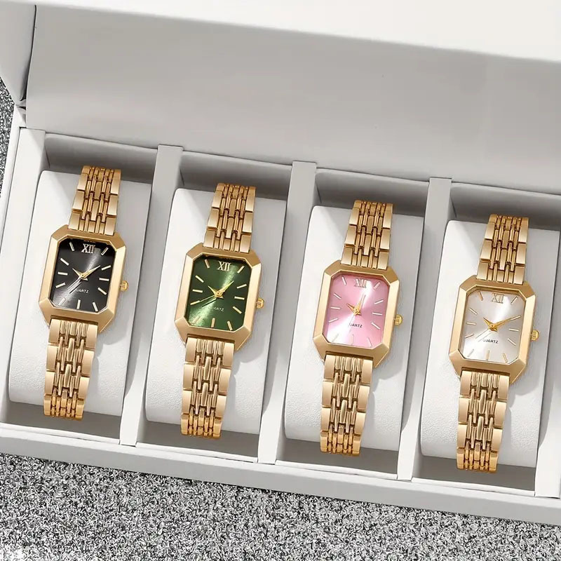 Simplified flip-flop square lady's watches in wind steel bands fashionable quartz watches fashionable light luxury watches lady watches