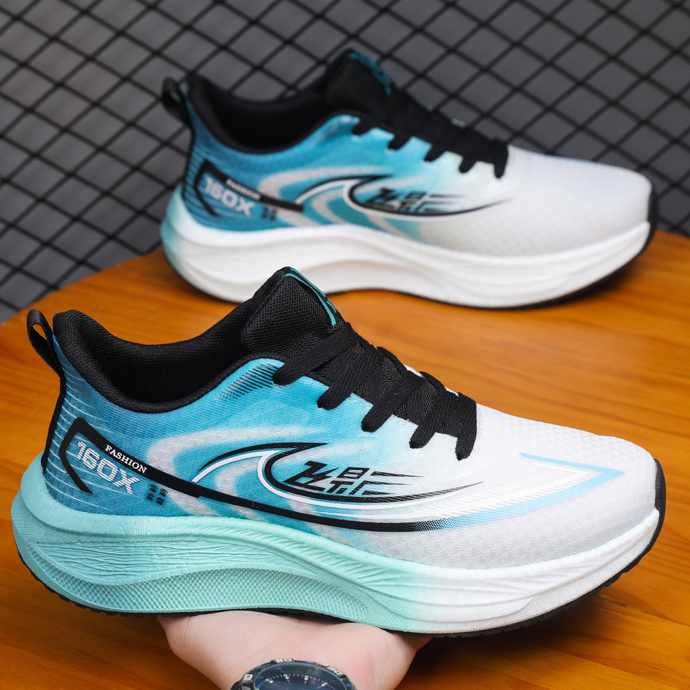 New unisex couple’s casual sports shoes, soft-soled carbon‑plate shock‑absorbing running shoes, trendy flyknit mesh lightweight design for students