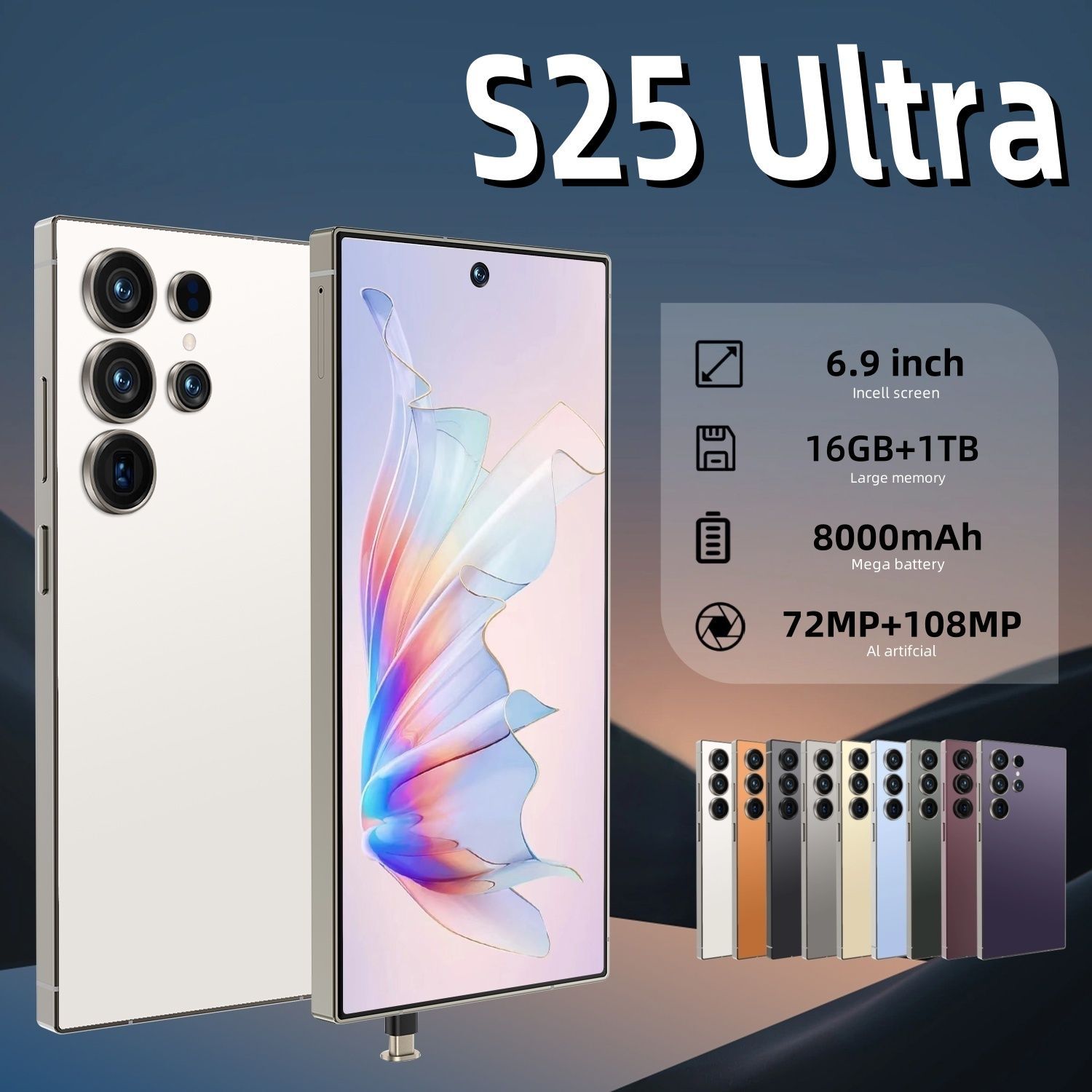 Cross-Border Mobile 2025 New Model in Stock: S25 Ultra High-End Smartphone with Android 12