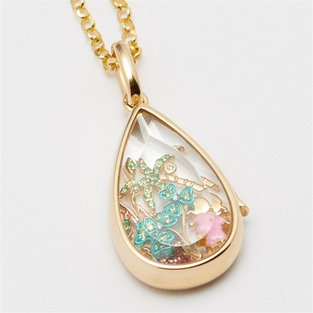Cross-border Ocean Heart can open necklace droplet pendant, European and American niche cute small item collarbone chain, color‑retaining copper