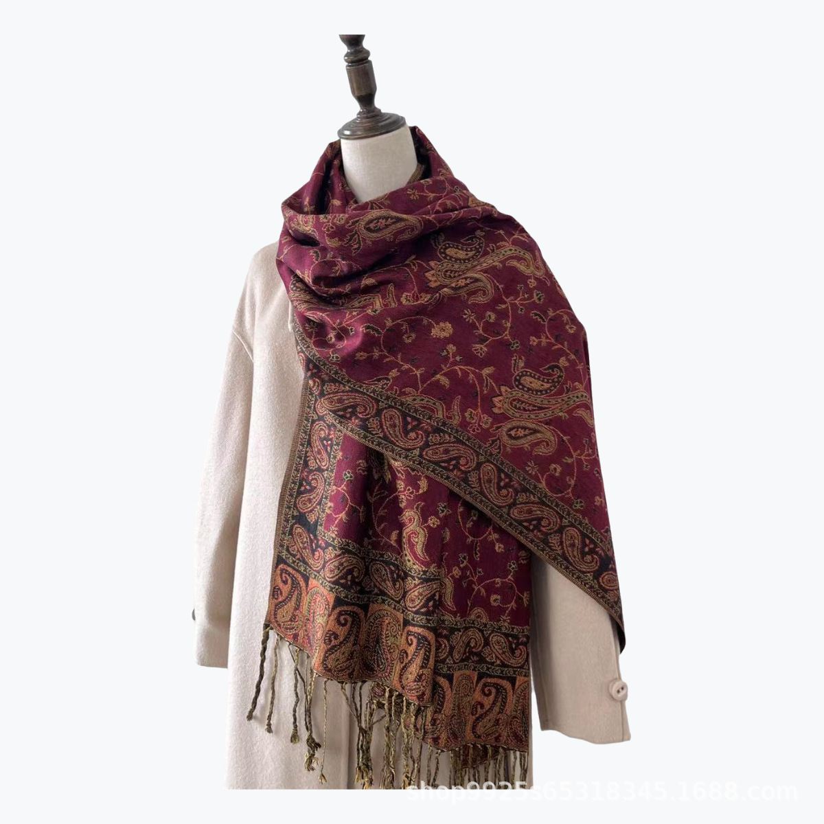 A luxury brand cotton autumn wool-like cape wrapped in a warm winter scarf