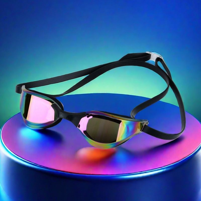 New‑style professional swimming goggles for competitions and training; unisex adult goggles with high‑definition, waterproof, anti‑fog features and colorful coating.