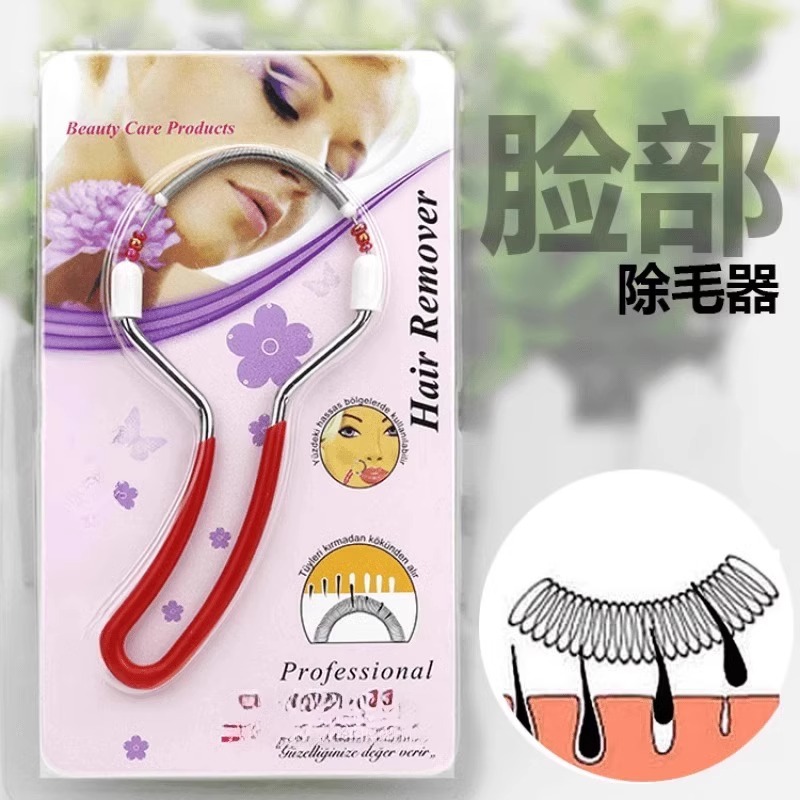 Women's hair removal facial hair removal hair spraying combing facial hair to the lips sweating hair