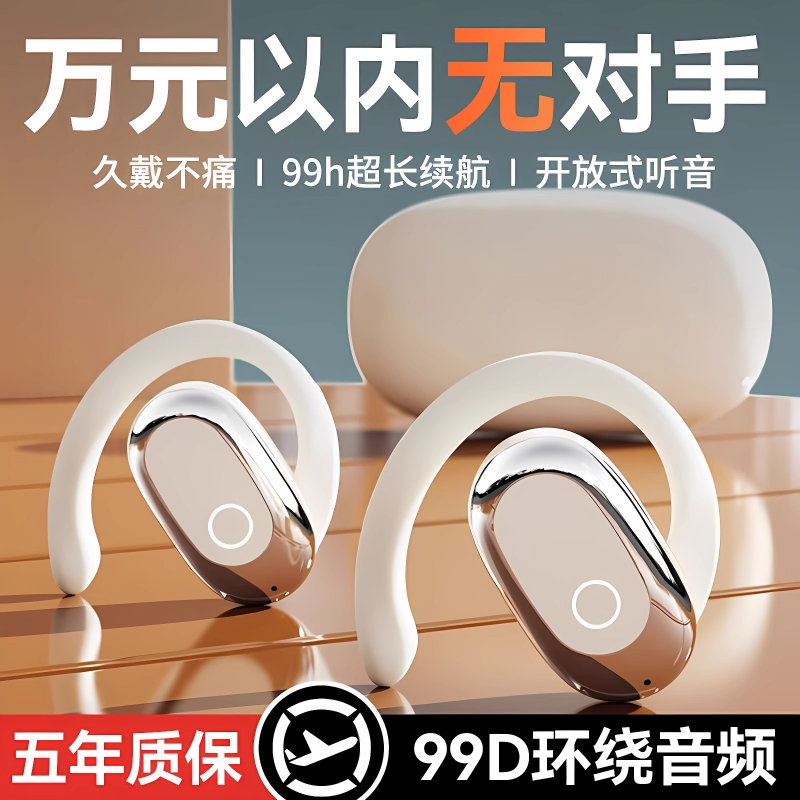 Wholesale lucky bag gifts: ear-hook Bluetooth earphones, true wireless, 2025 new model with Berlin sound effect, ultra-long battery life for sports.