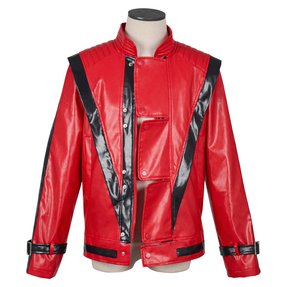 Halloween costume, Jackson cosplay red leather jacket, role-playing party outfit