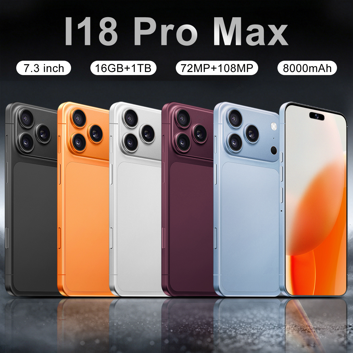 Cross-border smartphone i18 Pro Max, Android 7.3-inch,灵动岛 (Dynamic Island) display, 3+16GB, low-priced 4G foreign trade smartphone.