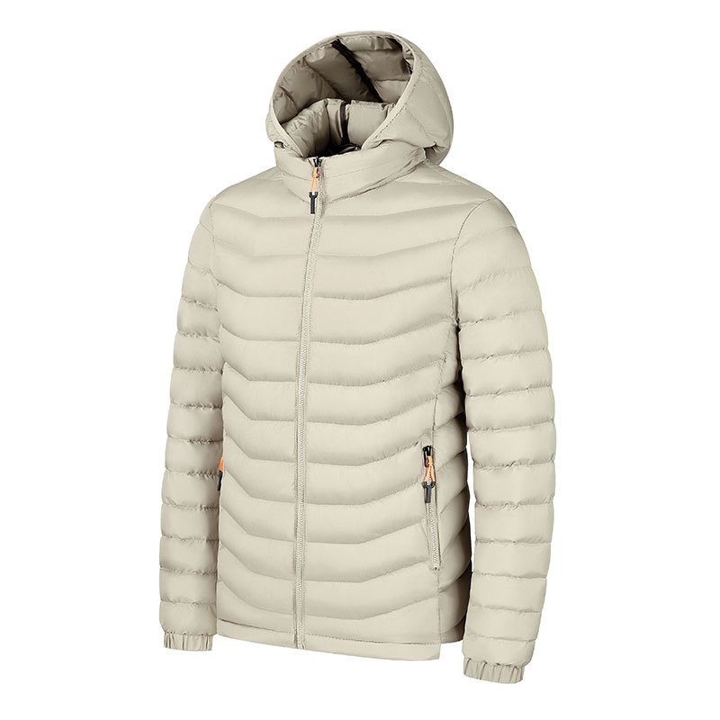Cross-border men’s ribbed cotton-padded coat; autumn/winter new padded detachable hooded cotton-padded coat; solid-color sporty casual cotton-padded coat