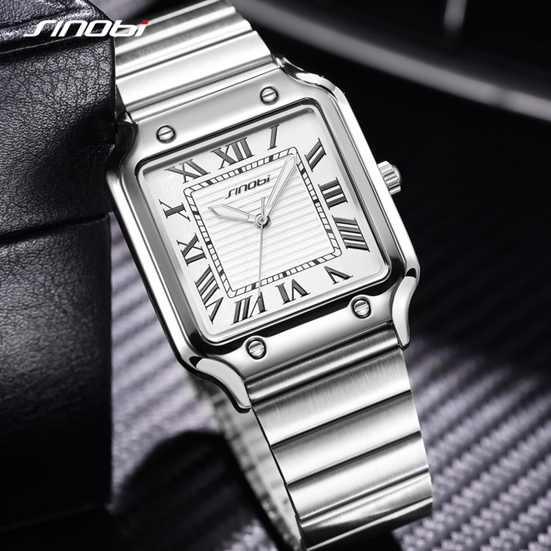 Foreign trade men's watches stainless steel square quartz watches manufacturers wholesale waterproof business men's watches men's 9883