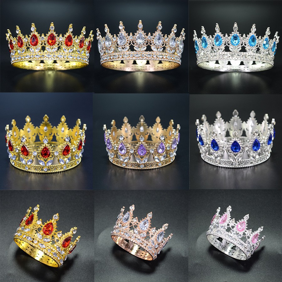 European-style Baroque rhinestone alloy crown, cross-border best-seller—princess and bridal headband, birthday party crown.