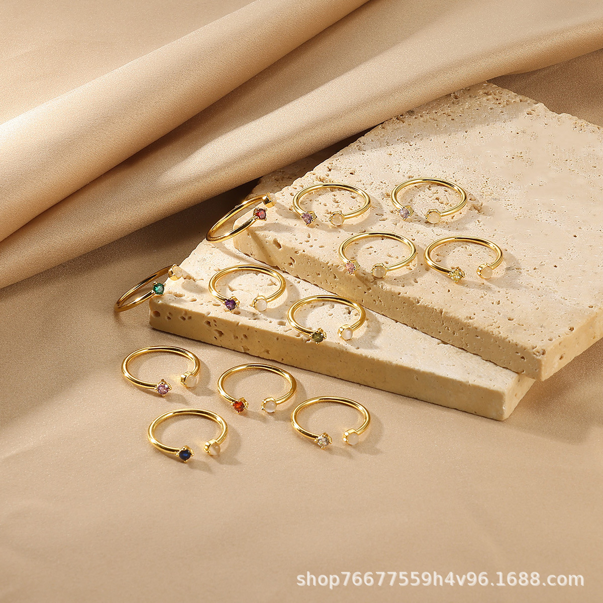 Cross‑Border European and American December Birthstone Open‑Ring—Niche, Unique, Trendy, Fashionable Hand Jewelry, Factory Wholesale