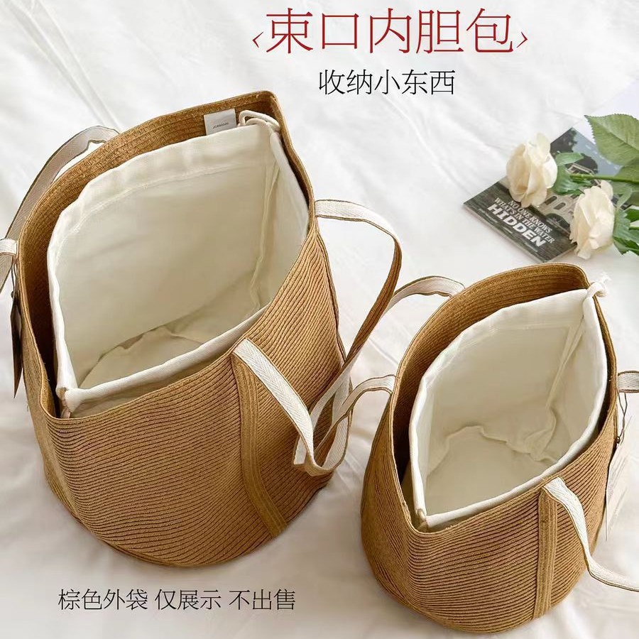 In stock: canvas round‑bottom drawstring pouch, inner liner bag, built‑in pocket, storage bag, dust‑proof and moisture‑proof drawstring bag, canvas bag with logo.