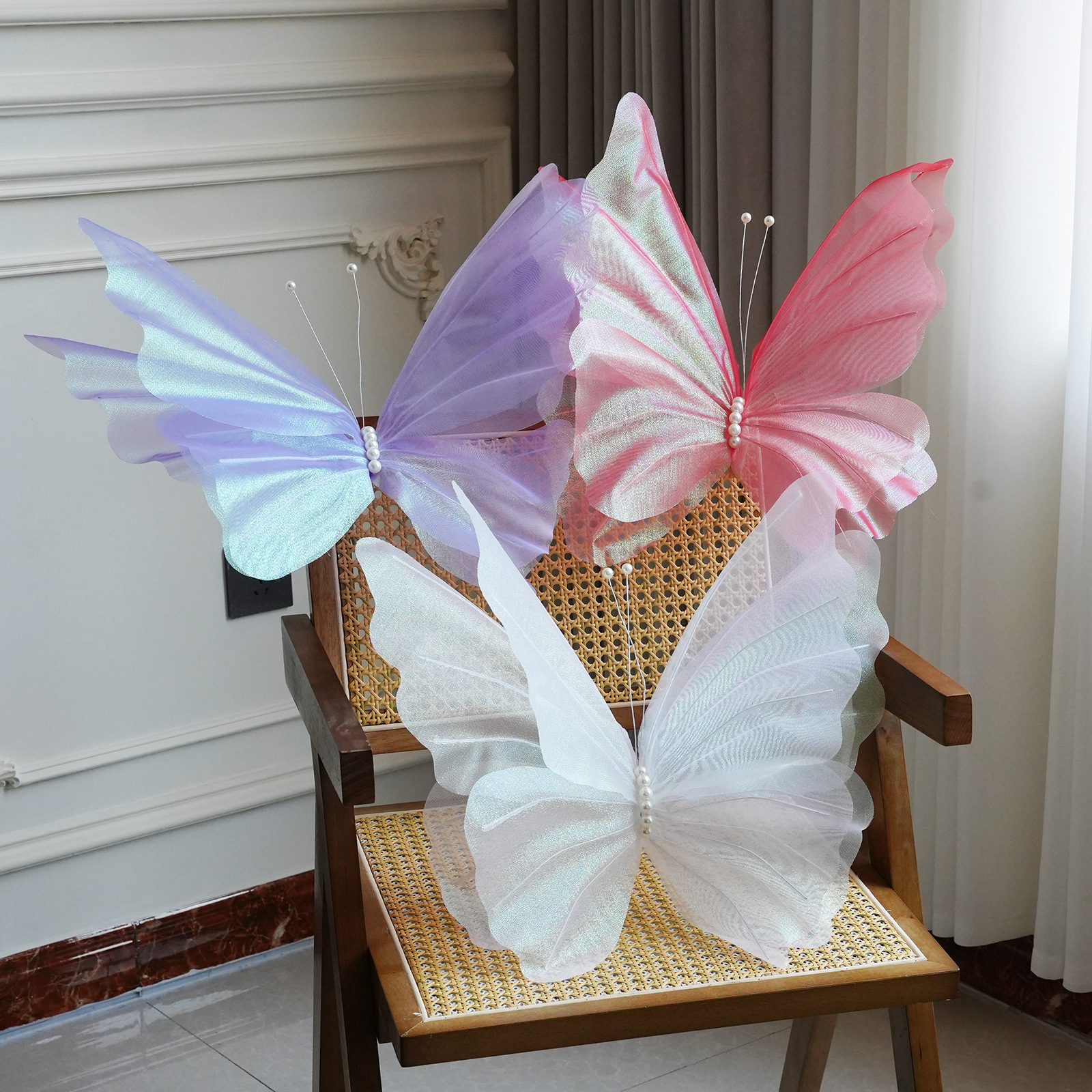 Little red book with the same fantasy colored butterfly Monet's garden arranged wedding window decoration handcrafted real silk butterfly