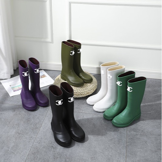 2023 Chic Chanel-Style Knee-High Rain Boots: Fashionable, Waterproof, and Non-Slip Riding Boots