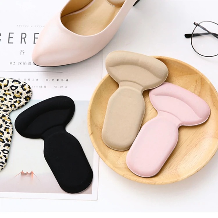 T‑shaped dual‑purpose heel pad, foam heel cushion, anti‑friction heel sticker, improves shoe stability and adjusts shoe size—half‑size insole.
