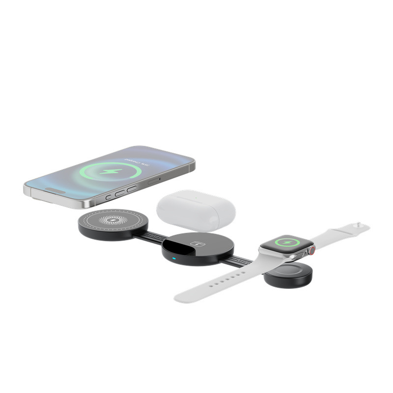 Multifunctional three-in-one wireless fast charging folding desktop for wireless charger for Apple phone headphone holder