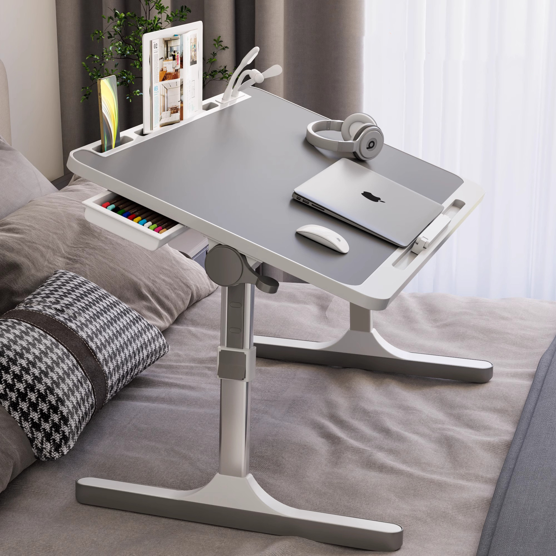 Lifting folding bed small desk modest dormitory student writing bed study desk adjustable height stand