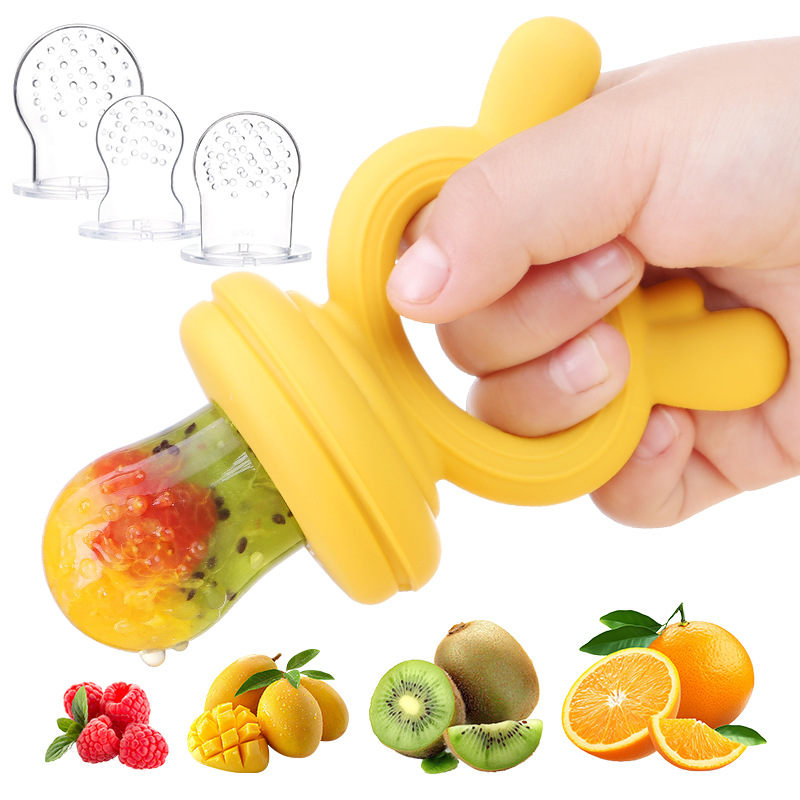Baby teether food‑grade silicone bite bag for vegetables and fruits, infant feeding tool