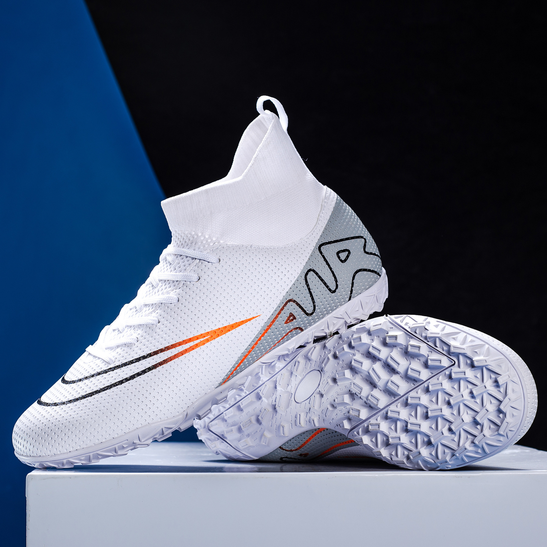 Artificial turf football boots with studs, leather training shoes for men and women—wholesale prices on short‑stud, high‑ankle youth and kids’ models