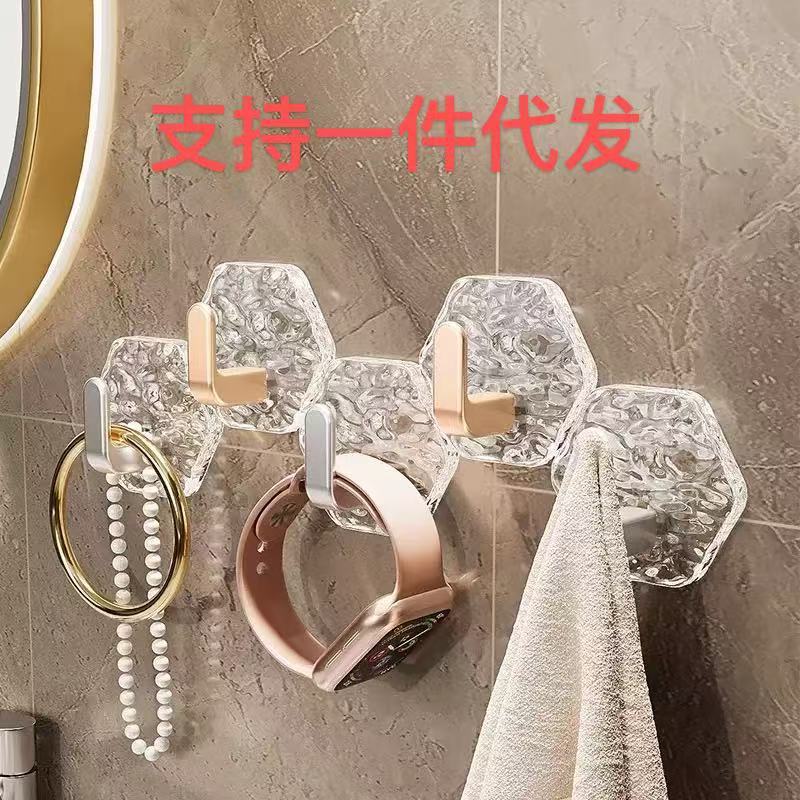 Glacier pattern hanging transparent lightweight luxury bathroom perforated wall hanging adhesive seamless hanging strong adhesive door hanging rear