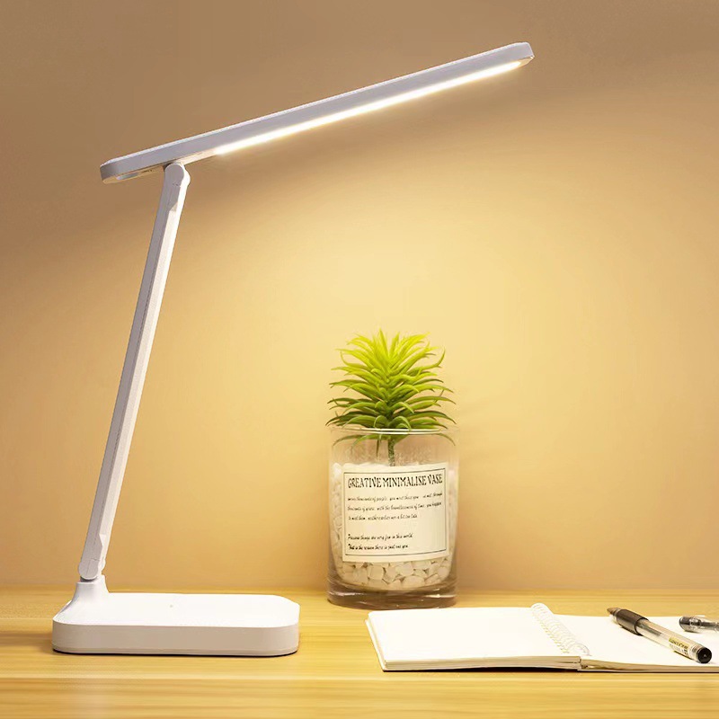 LED Desk Lamp—Eye-Friendly Study and Reading Light for Students, Perfect for Homework, Bedroom Bedside Lamp, Rechargeable and Plug-in Dorm Desk Lamp