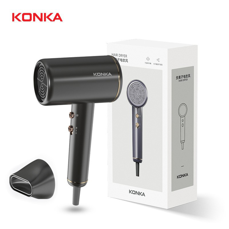 Konka’s new hair dryer—customizable corporate gift with logo, household high‑power negative‑ion model, suitable for dorm rooms, with constant temperature control.
