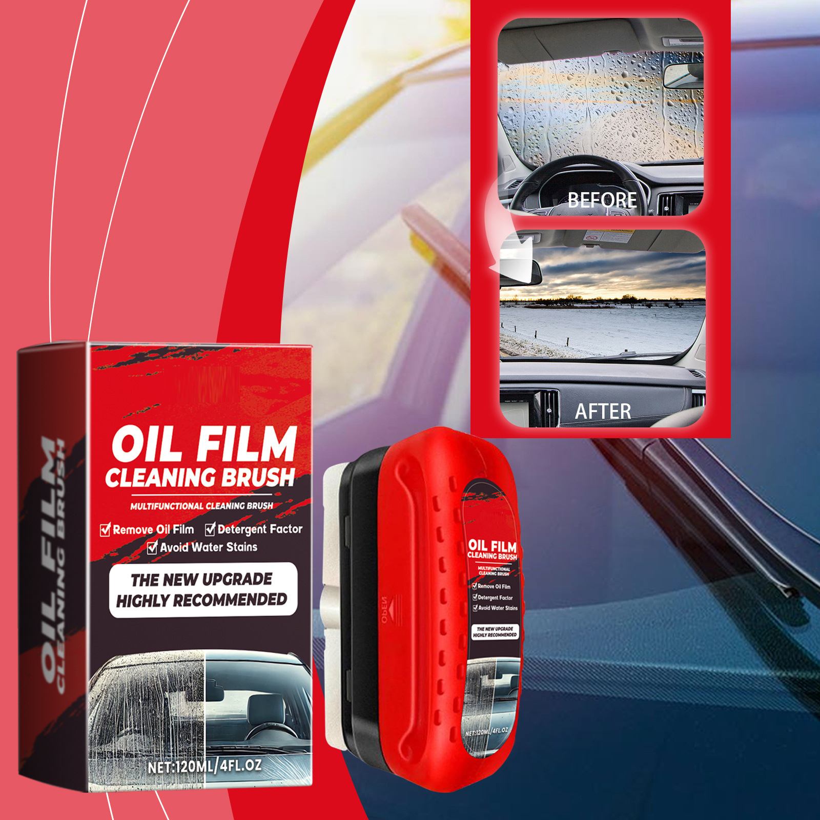 Car Glass Oil Film Cleaning Cloth for Removing Dirt from Windshields, Side Windows, and Rearview Mirrors—Car Window Cleaning Brush—The Ultimate Car Degreaser