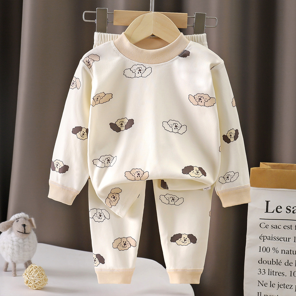 New-Style Children’s Autumn Tops and Pants: Boys’ and Girls’ Modal Underwear Sets, Base Layer Underwear for Babies, Kids’ Cartoon Pajamas