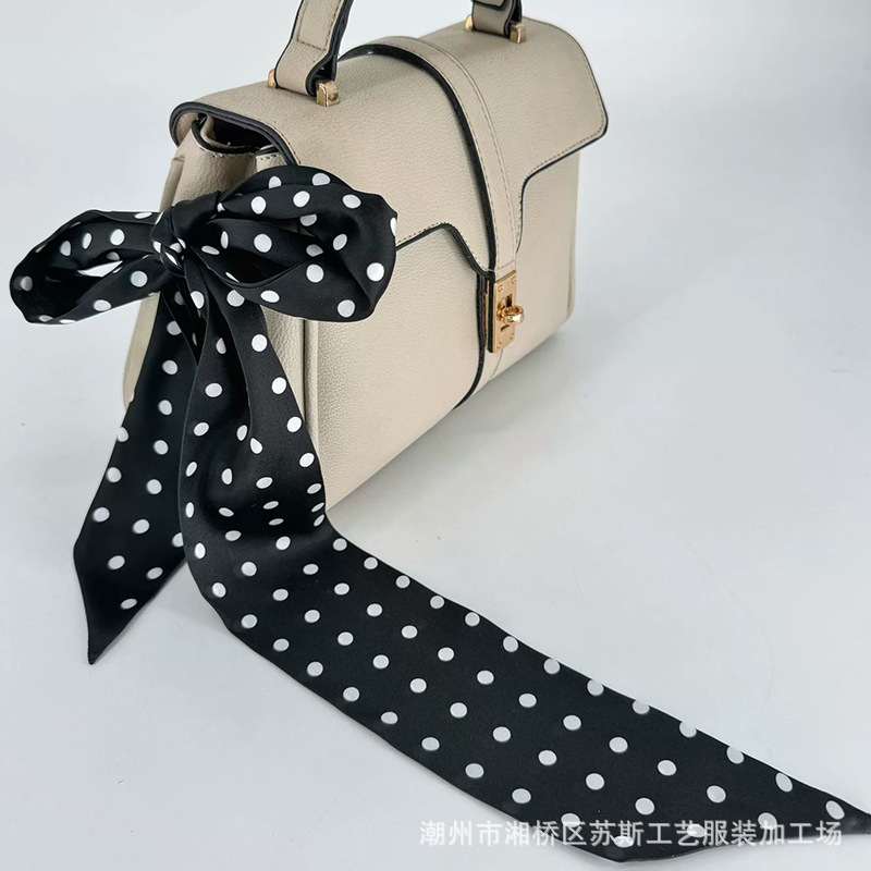 SUS Long Striped Polka Dot Silk Scarf, Women’s Fashionable Headpiece, Styling Accessory, Korean-Style High-End All-Match Neck Scarf