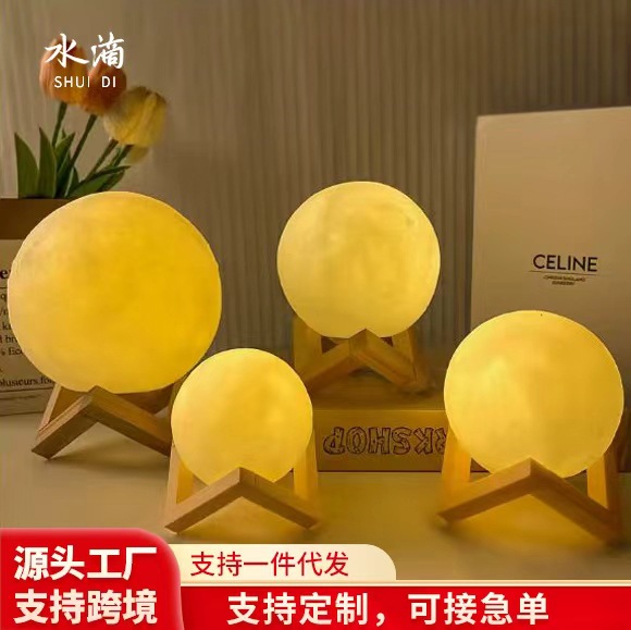 Creative diy hand painted moonlight night light bedroom bedside lamp red diy planet light decorated warm little pendants