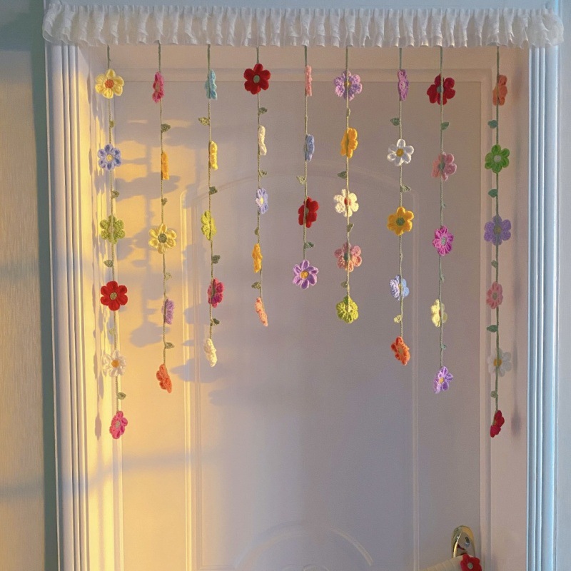 Finished flower‑woven door curtain, petite lily of the valley design—perfect for bedroom door decoration, a popular item on Xiaohongshu, and an ideal gift for sisters or for your room.