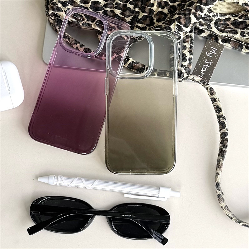 Double graduated translucent green and purple iPhone14/13 suitable for Apple 16/15 PROMAX mobile phone case full package