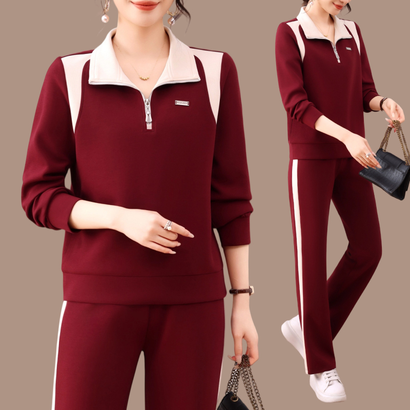 2025 Spring/Autumn Sports Casual Suit for Women, Long-Sleeve POLO Collar, Breathable, Suitable for Fitness, Running, and Training—Two-Piece Outfit