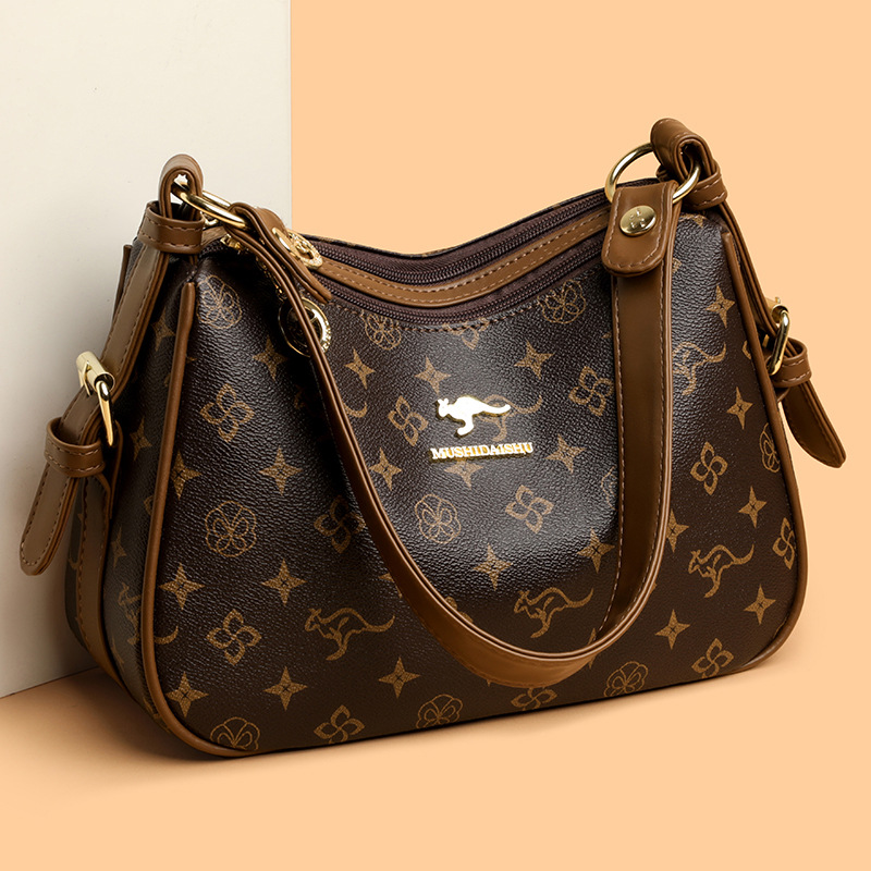 Cross-border women's bags mid-year bags 2025 new printed soft leather women's backpack high-end vintage single shoulder bag