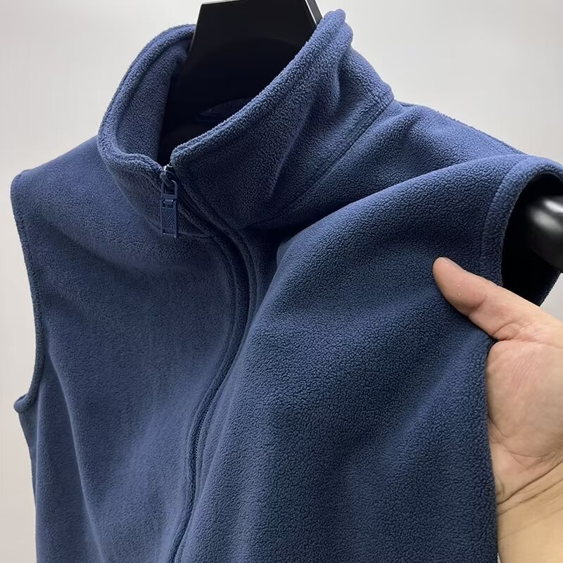 Men’s Fleece Vest, Men’s Tank Top, Casual Waistcoat, Spring/Autumn Fleece Warm Jacket, Japanese Style