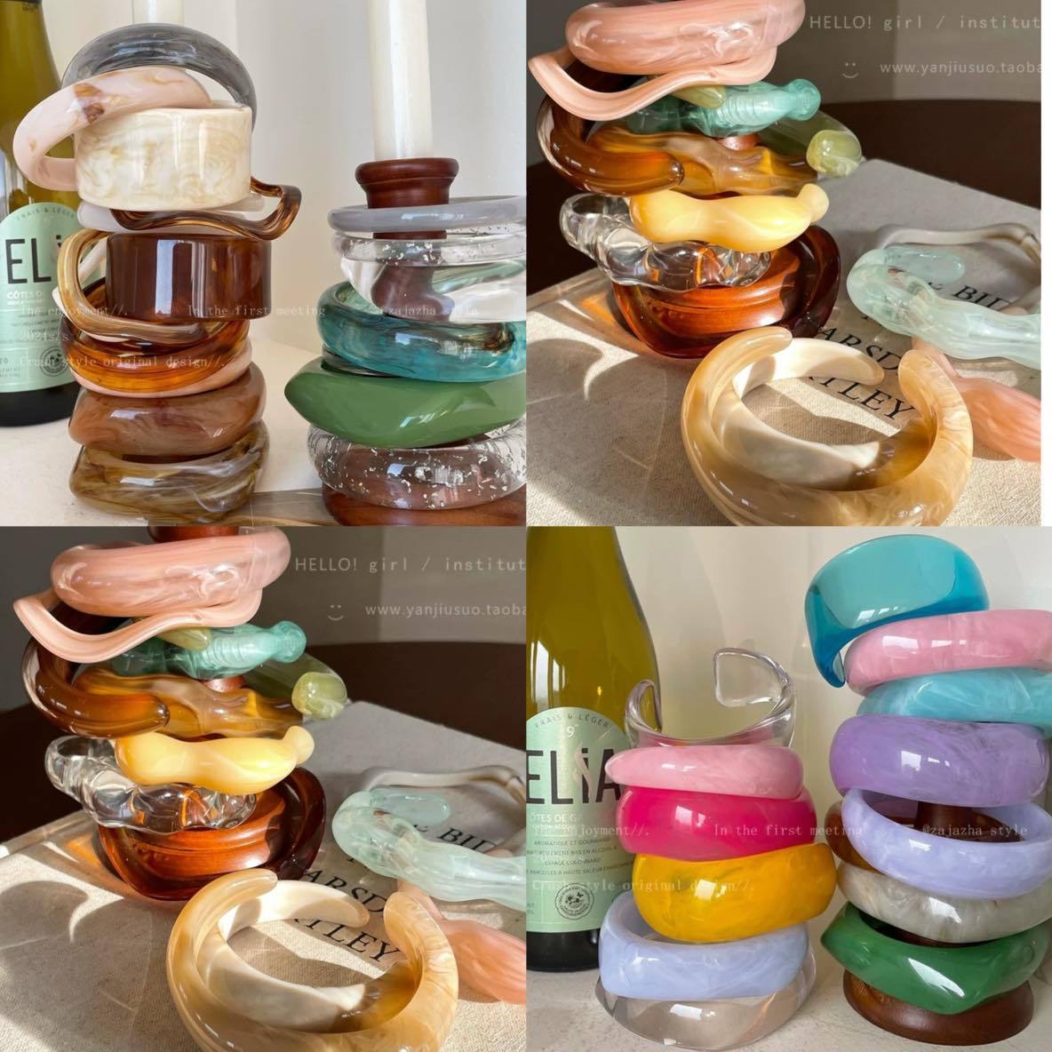 European & American Cross‑Border Resin Gradient Retro Bracelet—Simple, Fashionable, Elegant Women’s Accessory, Versatile and Unique with a Designer’s Touch