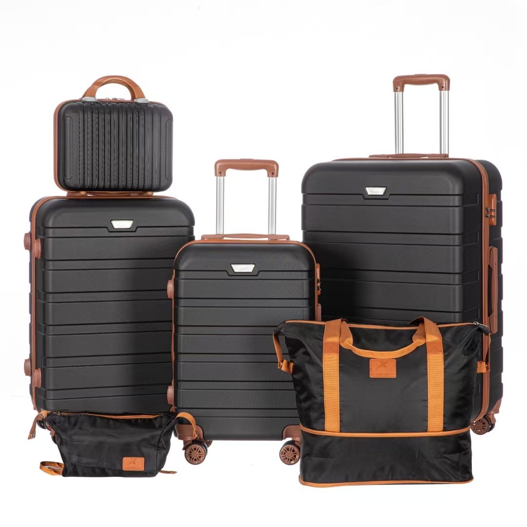 Cross-border six-piece trolley suitcase set—essential for travel, drop-resistant, and suitable for checked-in flights; mother-and-child travel suitcases.