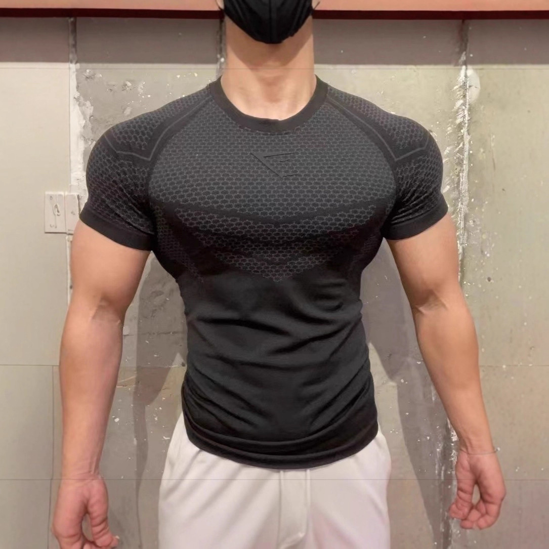 2025 New GYMSHARK Men's Muscle Shark Fitness Suits Men's casual running and running tracksuits