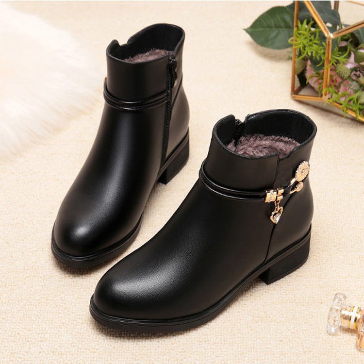Women's winter cotton boots with soft leather soles, single boots, warm and slip resistant, old leather cotton boots