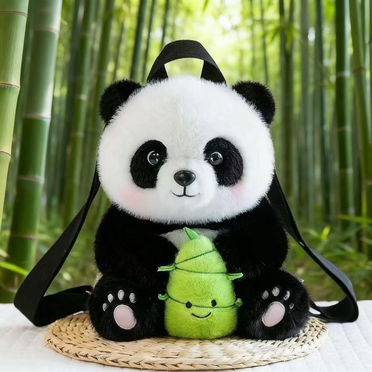 Cute Bamboo Panda Plush Toy Doll Bag, Children's Storage Backpack, Chengdu Base Souvenir Gift, Wholesale