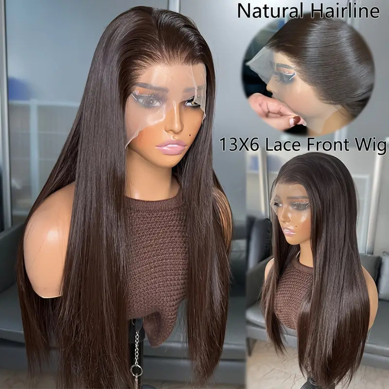Women’s 13*6 front lace synthetic wig cap: natural black, high-temperature resistant silk, hand-tied with natural hairline—wig