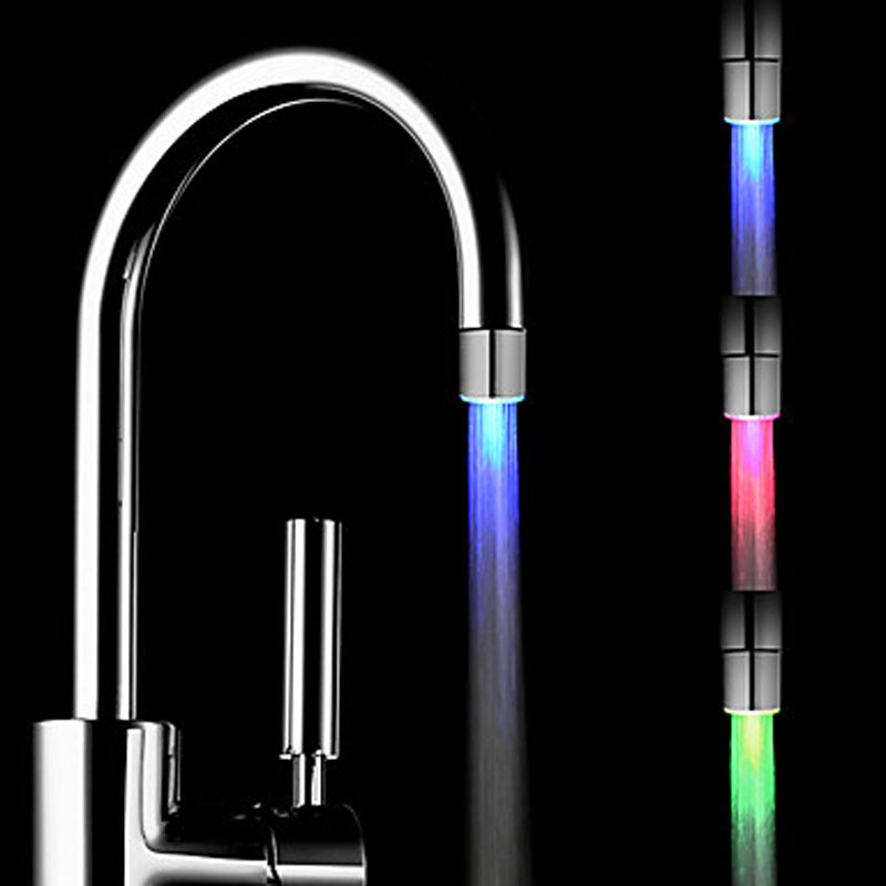 Cross-border LED faucet, foreign trade luminous faucet, LED color-changing temperature-controlled three-color colorful glowing faucet SDF-C6